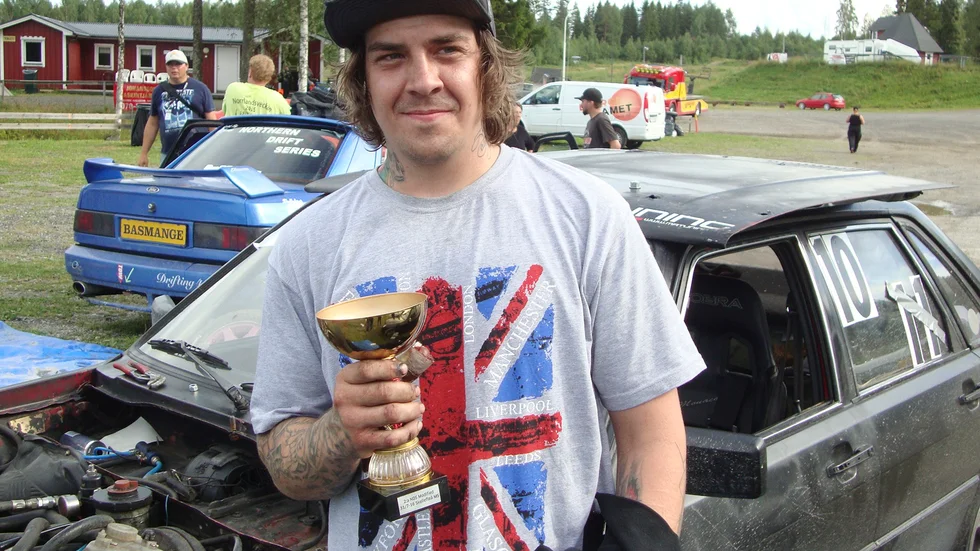 På silverplats. Robin Rehnman lyckades bäst av Skellefteförarna i Northern Drift Series tredje deltävling. Foto: Mikael Marklund