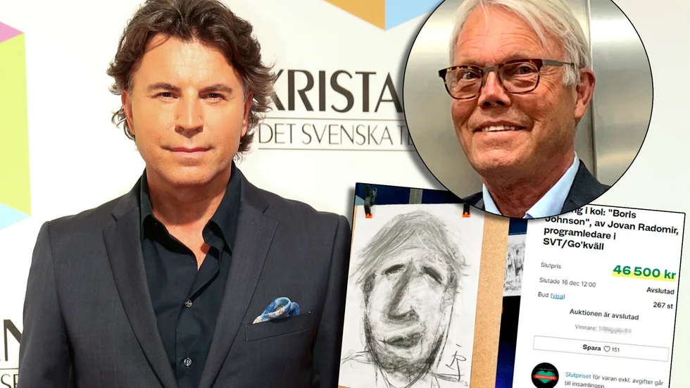 Katrineholmsprofilen Jovan Radomir auktionerade ut en kolteckning. Köparen Peter Nilsson sålde för länge sedan en bil till Jovans föräldrar.