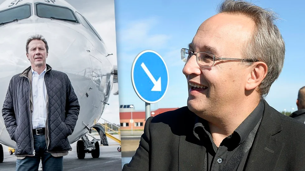 ”Jag blir jätteglad att han säger så”, säger Robert Lindberg (till höger i bild), vd Skellefteå Airport om Per G Braathens uttalande. Foto: Arkivbild: Jeanette Lövgren.