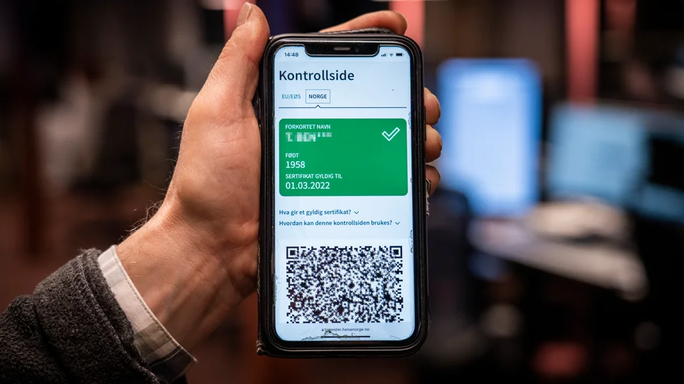 Norges version av covidpass. Arkivbild.