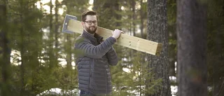 Miljötänk med limträ, wellpapp och led