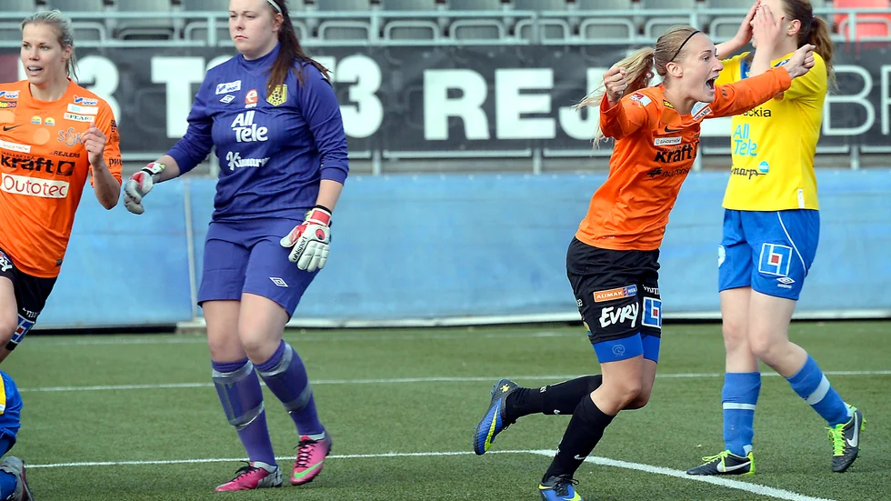 Förlösande. Matilda Rosqvist satte tidigt i andra halvlek 1–0, vilket startade Sunnanås målkalas.