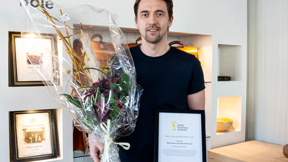 Anders Sandlund, Böle Garveri & Sandlund/Hossain, mottog priset Årets hållbarhetspris 2020.