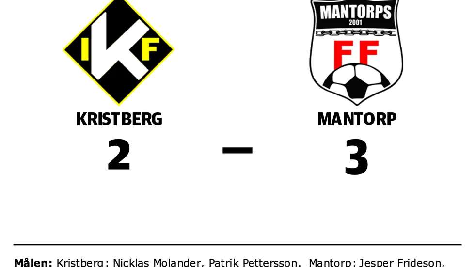 Kristbergs IF förlorade mot Mantorps FF