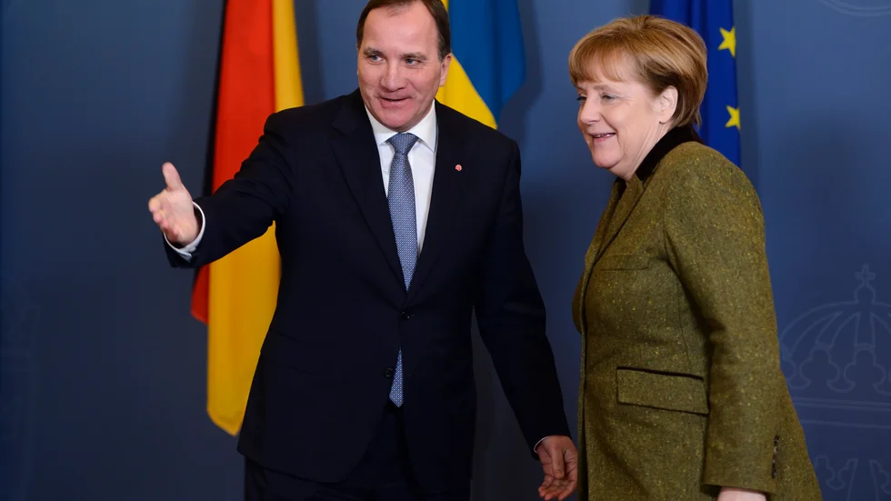 För snart fyra år sedan, i januari 2017, tog statsminister Stefan Löfven (S) emot Tysklands förbundskansler Angela Merkel i Stockholm. Idag är det Merkels tur att vara värd i Berlin. Arkivbild.