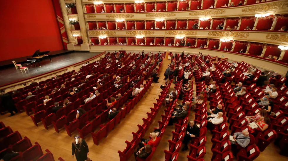 La Scala öppnade igen i juli efter att ha varit stängt i fyra månader, då med restriktioner och avstånd mellan besökarna. Arkivbild.