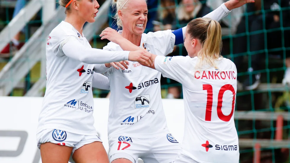 Sanne Troelsgaard, Caroline Seger och Jelena Canković blev alla målskyttar i krossen på bortaplan i Champions League. Arkivbild.
