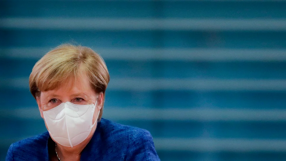 Tysklands förbundskansler Angela Merkel inför ett regeringsmöte i Berlin i onsdags.