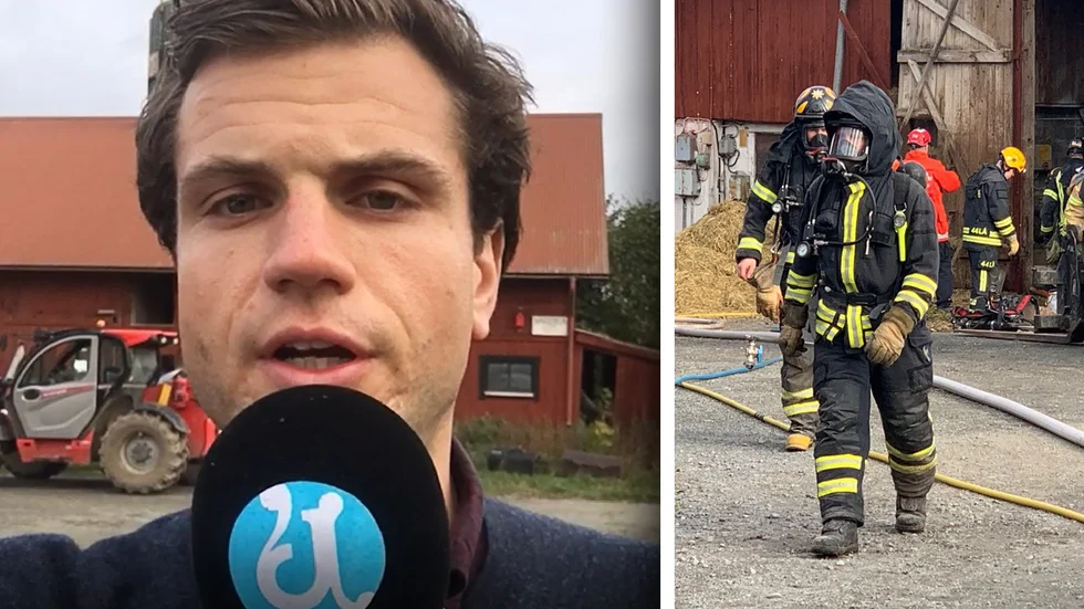 Det var strax efter klockan 11 som räddningstjänsten larmades till branden i en ladugård i Gimo.