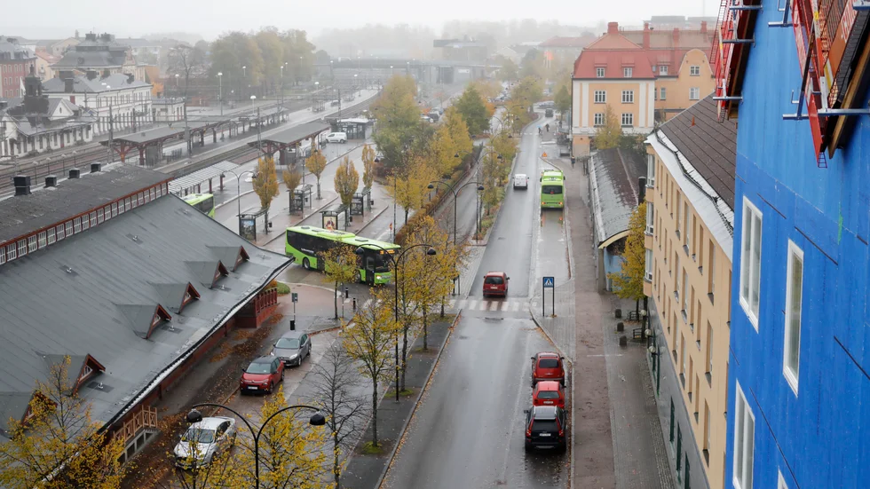 Ägaren till den takvåningen i det nya Pionenhuset kommer att ha bra utsikt över starten i KK-joggen nästa år. Här är utsikten från en av de tre balkongerna.