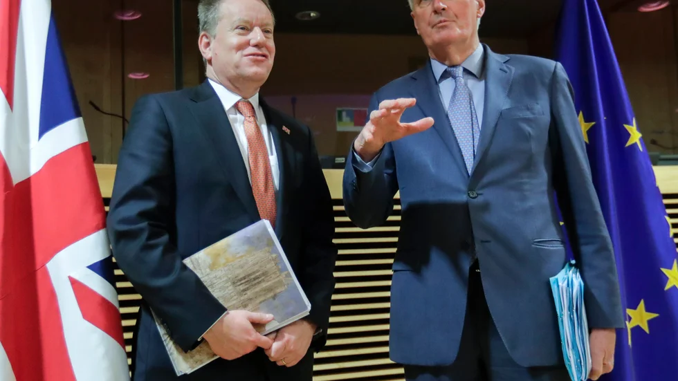 David Frost för Storbritannien och Michel Barnier för EU är chefsförhandlare i samtalen om framtida samarbeten mellan Bryssel och London. Arkivfoto.