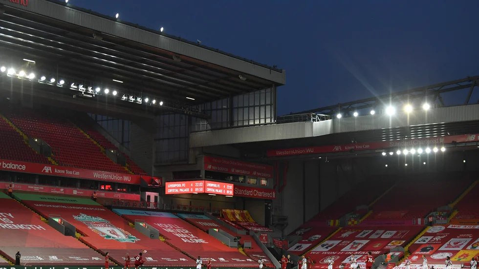 Liverpool spelar hemmamatch inför tomma läktare. Arkivbild.