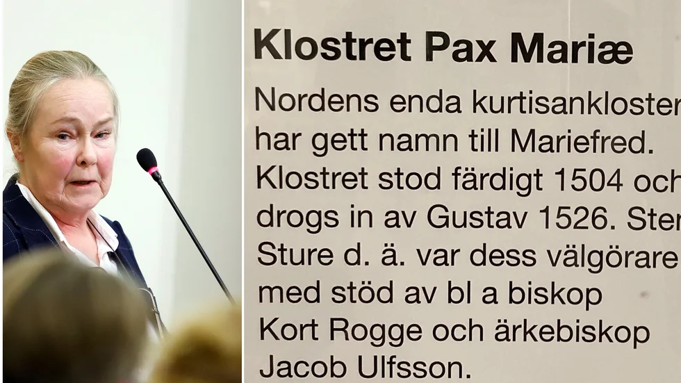 Monika Eriksson-Bertilsson är ordförande i Gustav Vasa-föreningen som råkade få med en fadäs i texten om Pax Mariae. "Det var pinsamt."