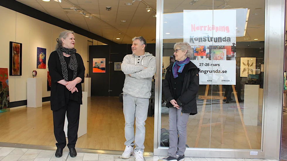 På måndagen öppnade samlingsutställningen i Spiralen köpcentrum, inför Norrköping Konstrunda i helgen. Lena Svedjeholm, Alexander Hadad och Åsa Kummu är tre av konstnärerna som är med.