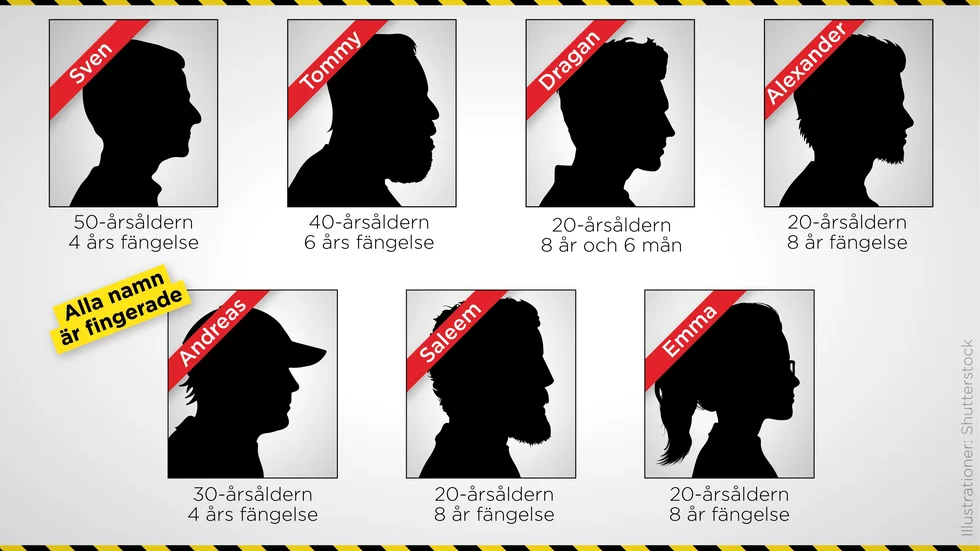 Flera knarklangare på Flugsvamp har dömts till långa fängelsestraff.