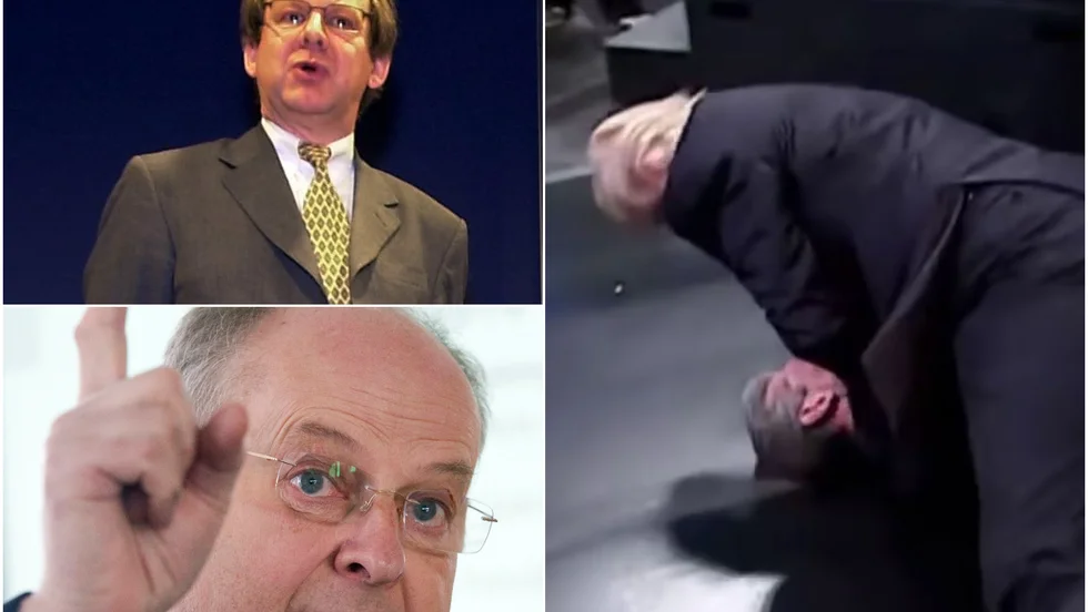 Donald Trump - i wrestlingpose till höger - avhandlas i boken "På anda sidan" av Hans Bergström och Mats Svegfors.