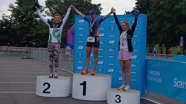 Marie Sandberg blev tvåa i SM-sprinten i triathlon.