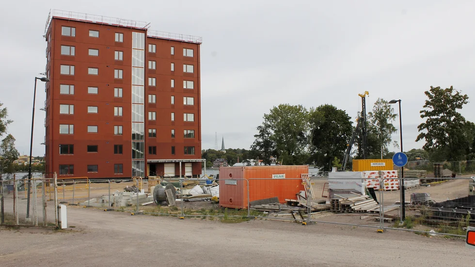 Byggarbetsplatsen på Södra Stranden.