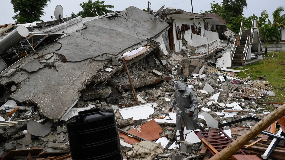 Skalvet och ett oväder som passerade Haiti tre dagar senare orsakade stor förödelse i landet. Bild från den 17 augusti.