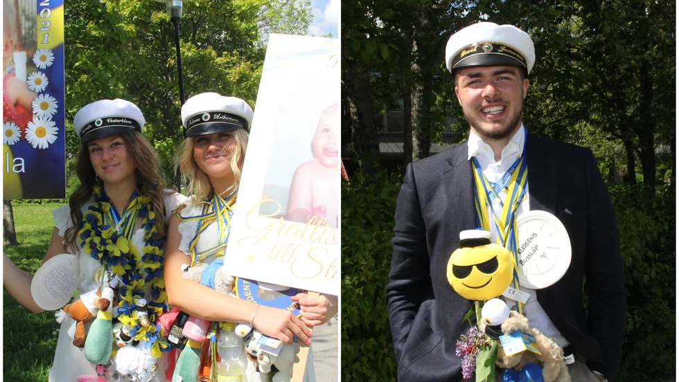 Isabella Vesterblom, Rebecca Arthursson och Daniel Jennersten NA18 var glada och tyckte studentdagen var bra, trots allt.