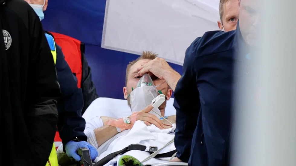 Danmarks Christian Eriksen drabbades av ett hjärtstopp i lördagens EM-premiär mot Finland på Parken i Köpenhamn. Arkivbild.
