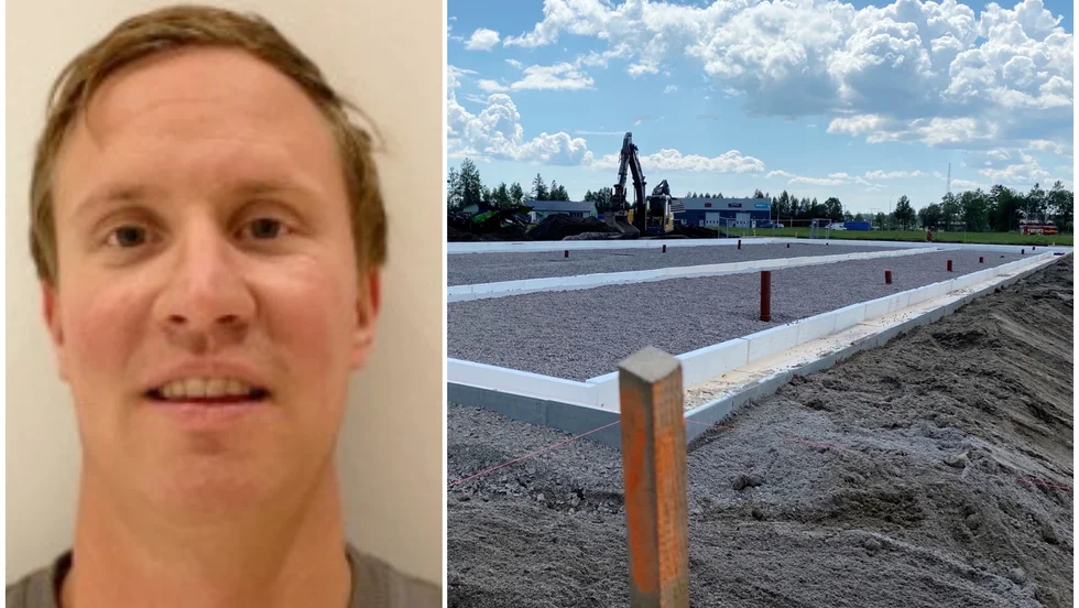 Här byggs lager som ska säljs i bostadsrättsform av Trebo fastigheter. Det är första gången som det sker i Tierp. På bilden Mattias Karlsson, vd för Trebo fastigheter.
