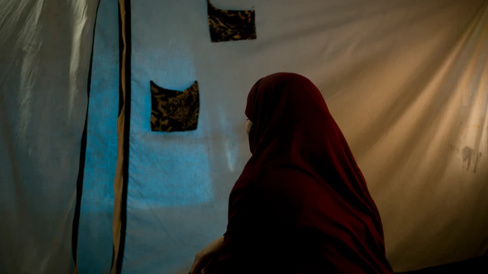 Kvinna i Roj-lägret i Syrien. Bilden togs i mars 2019.
