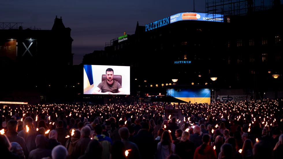 Ukrainas president Volodymyr Zelenskyj talade till det danska folket.