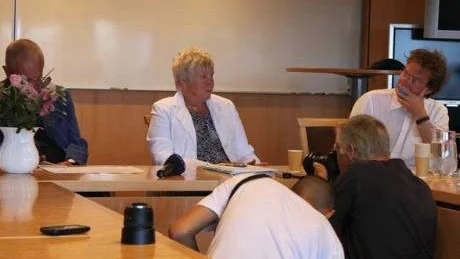 Länsrådet Anders Granat, landshövdingen Marianne Samuelsson och Lars Bäckman informationsansvarig på länsstyrelsen.