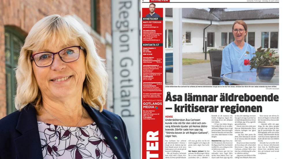Samtidigt som Eva Nypelius (C) beskriver "ett historiskt bra resultat" lämnar erfaren personal öns äldreomsorg.