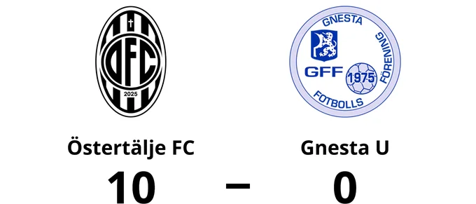 Storförlust när Gnesta U föll mot Östertälje FC på Östertälje IP