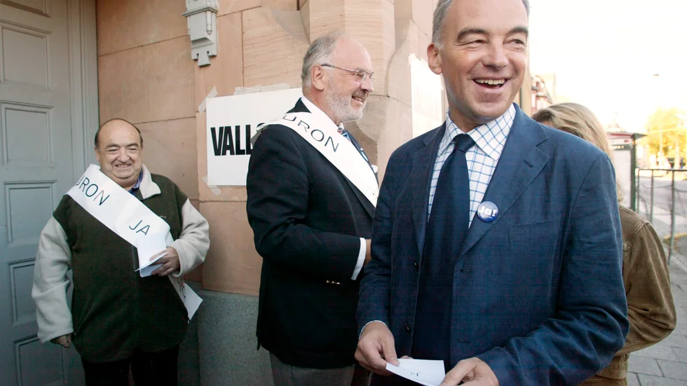 Dåvarande Folkpartiets partiledare Lars Leijonborg röstade ja till euron i valet 2003