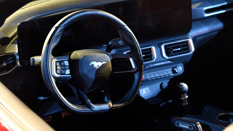 En Ford Mustang visas upp i samband med förra årets bilmässa i Detroit. Detroit.