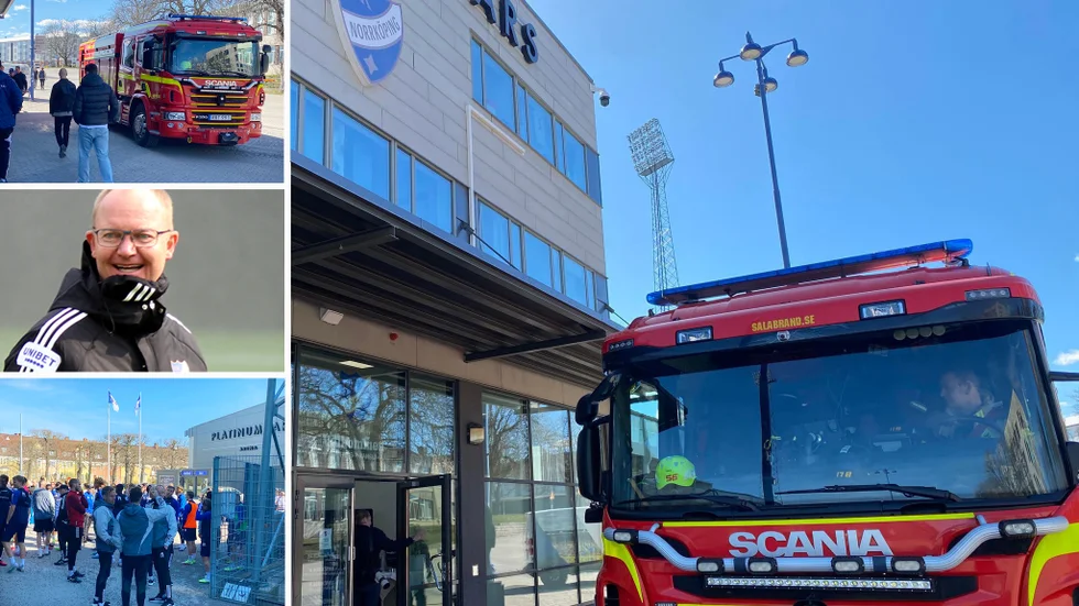 Räddningstjänsten fick rycka ut efter ett brandlarm på Platinumcars Arena. IFK fick avbryta träningen en stund och gå ut innan den kunde återupptas.