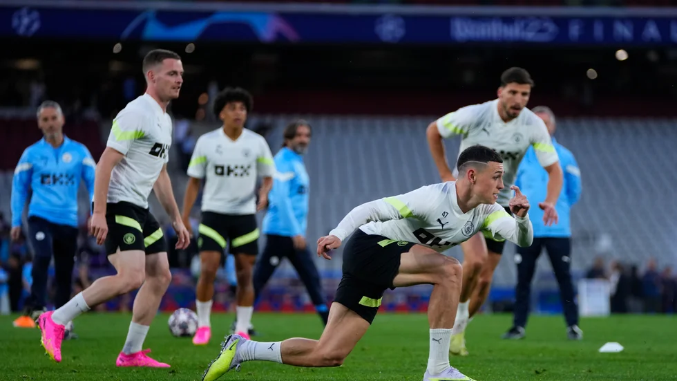 Manchester City tränar inför Champions League-finalen.