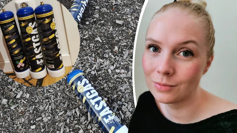 Johanna Flygare hittade flera lustgastuber i Rosendal.