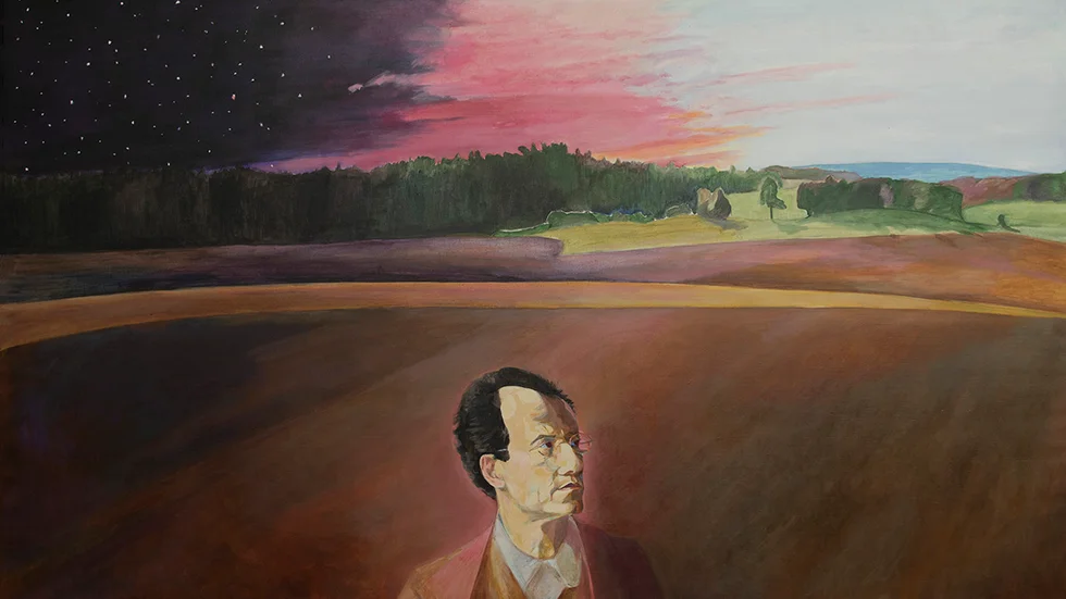 Målning av Ingvil Stille. "Natten och dagens kosmos och jordens besjungare." Gustav Mahler. Från 1972.