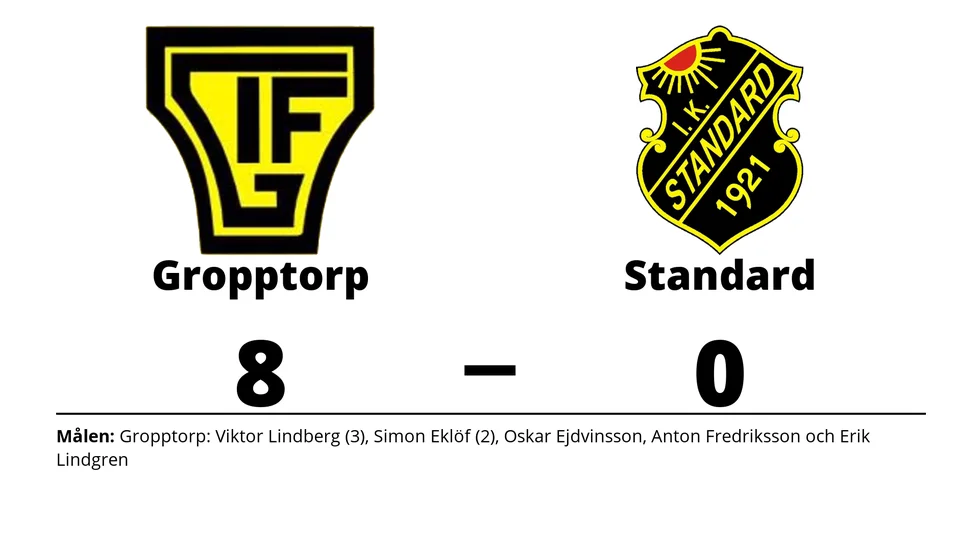 Gropptorps IF vann mot IK Standard