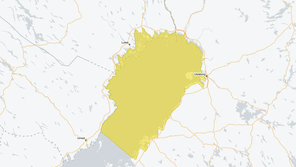 Gul varning för kuling i Bottenviken på torsdagen.