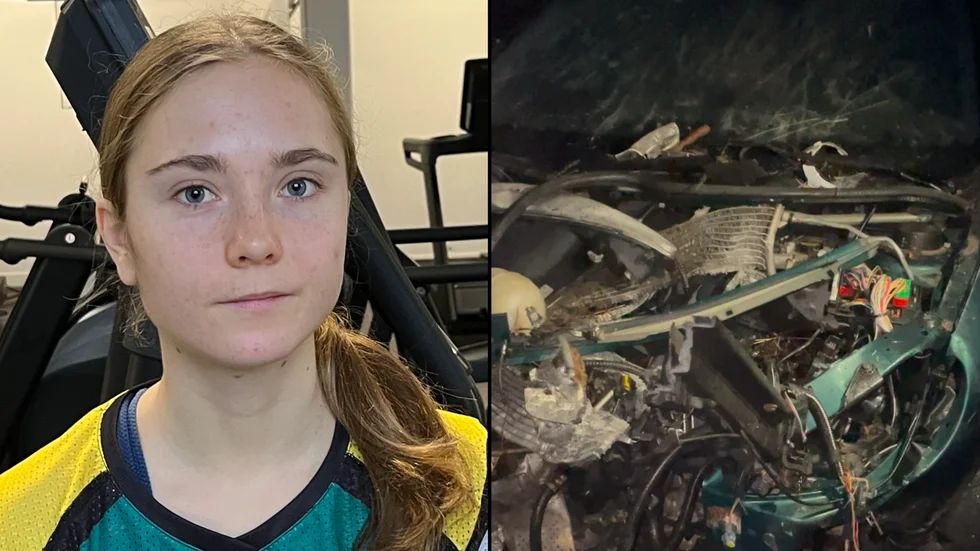 Tuva Östangård var med om en läskig bilkrasch för två veckor sen.