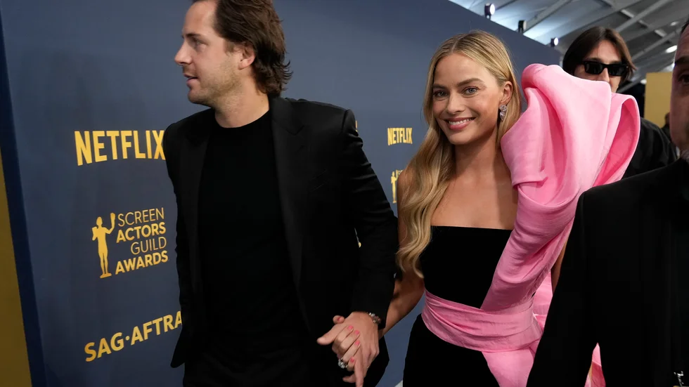 Tom Ackerley och Margot Robbie på en gala i Los Angeles i februari. Arkivbild.