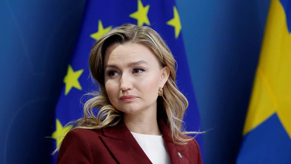 Energi- och näringsminister Ebba Busch (KD ) under en pressträff om nationell plan för förlossningsvården. Förhoppningsvis bakar man in en plan om prolapsvård, skriver Johanna Schreiber.
