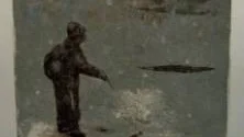 Pimpelfiskaren är en bild som fortplantar sig över isarna.
