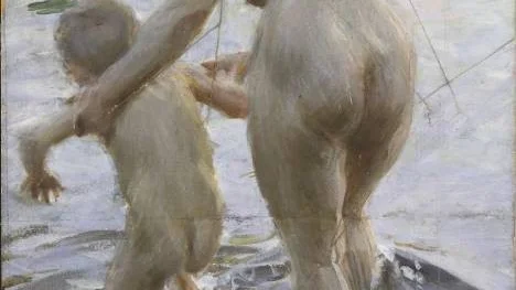 Zorn var så missnöjd med "En premiär" att han skar sönder den. En konstnärsvän fogade samman bitarna och räddade den för eftervärlden.