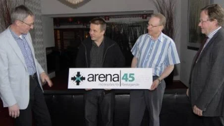 Arena45, nätverk för möjligheter i Norrlands inland. Sven-Erik Åkerlund, vd för Vattenfall Inlandskraft, Mats Paulsson, Arena45-ordförande, verksamhetsledaren Lars-Gustav Eriksson och Staffan Westlin, vd för Skellefteå Kraft, har tillsammans med övriga medlemmar i företagsnätverket siktat framåt under två konferensdagar i Arvidsjaur.