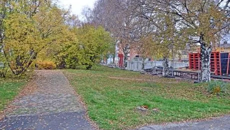 NY GRODPARK. Björkarna till höger kapas ned och ersätts, en gångstig byggs intill och en lekparken placeras i högra hörnet.Foto: Britt-Louise Spets
