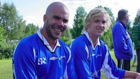 Blivande klubbkamrater. NHL-poffset Niclas Wallin var en framgångsrik målskytt för Radiolaget. Luleå HF:s målvakt Mattias Modig var dessutom en vinnare och eventuellt blivande klubbkamrat med Niclas.Foto: HANS FREDRICSON