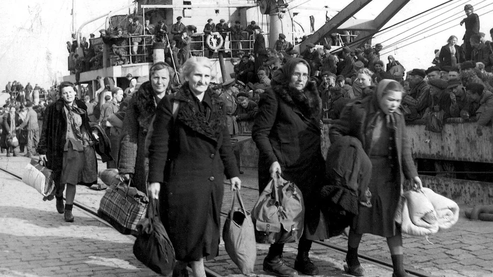 Trelleborg omkring 1940. Tyska flyktingar anländer till Sverige under andra världskriget.