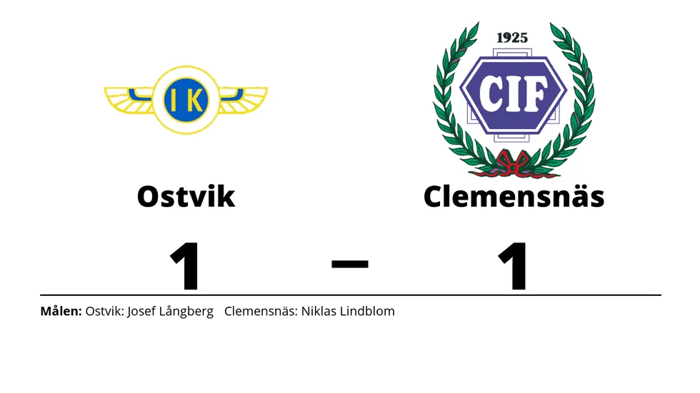Ostvik IK/DIF spelade lika mot Clemensnäs IF