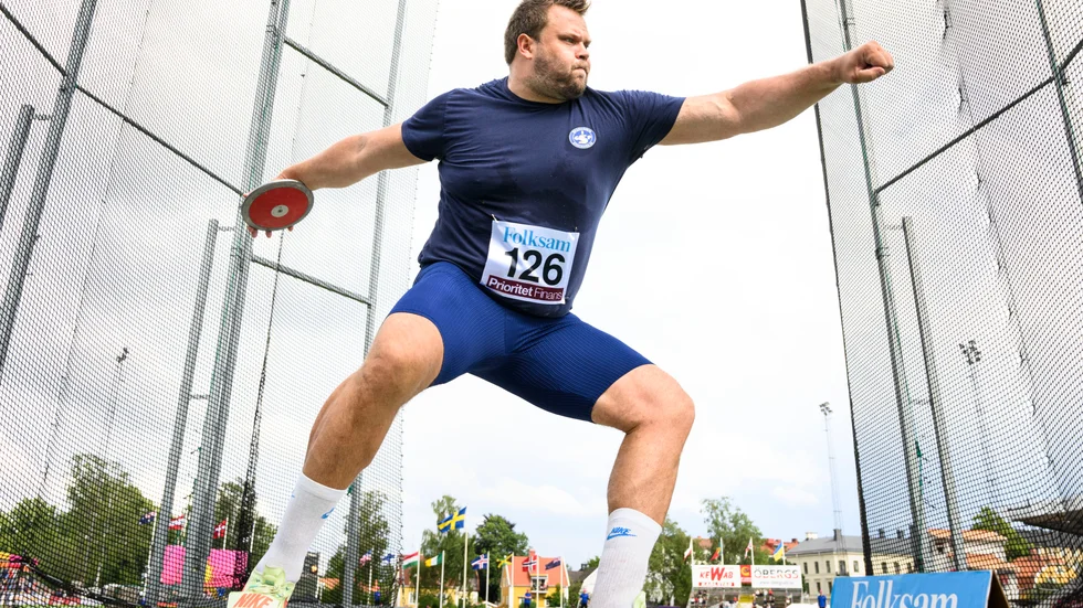 Daniel Ståhl under Karlstad Grand Prix i friidrott.